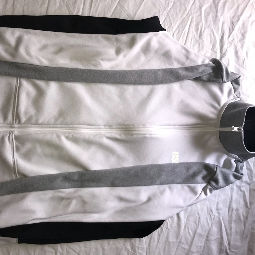 American Eagle: White,black, and grey jacket